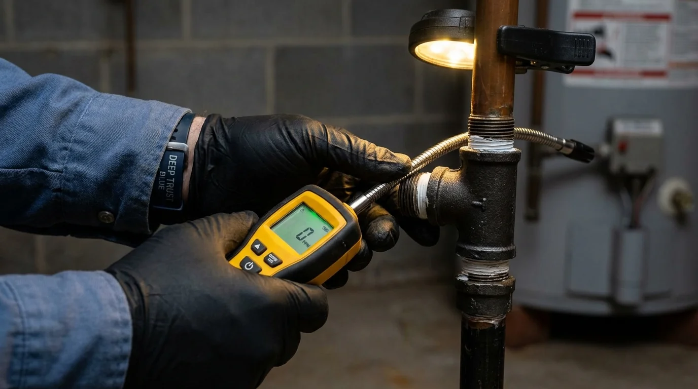 Gas leak detection with electronic sniffer by Johns Plumbing LLC in Belleville